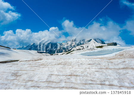View of outside for landscape snow wall from Murodo station in Toyama, Japan. The Murodo station is famous for tourist travel japan alps route. View of outside for landscape snow wall from Murodo station in Toyama, Japan. The Murodo station is famous for tourist travel japan alps route. 137845918