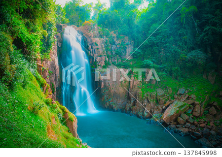 Beautiful deep forest waterfall at Haew narok waterfall, khao yai national park, Thailand Beautiful deep forest waterfall at Haew narok waterfall, khao yai national park, Thailand 137845998