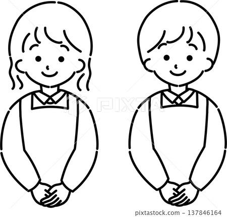 身穿圍裙的人（線條畫） 137846164