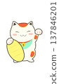 Illustration of a beckoning cat facing the front 137846201