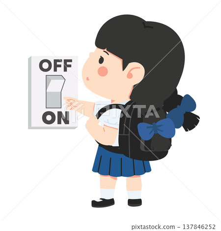Girl Student Turning Off Light Switch Girl Student Turning Off Light Switch 137846252