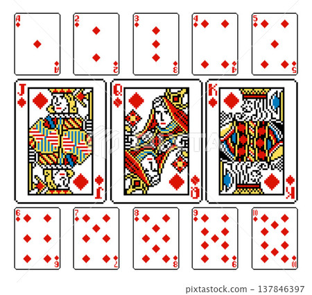 Pixel Art Playing Card Deck Diamonds Cards Design 137846397
