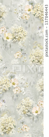 Collection of muted vintage floral and paisley seamless patterns with soft neutral tones 137846443