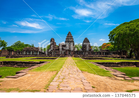 Landscape of Phimai Stone Castle in the historical park is an ancient castle built before Angkor Wat of Cambodia, located in Nakhon Ratchasima Province, Thailand. Landscape of Phimai Stone Castle in the historical park is an ancient castle built before Angkor Wat of Cambodia, located in Nakhon Ratchasima Province, Thailand. 137846575