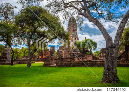 Wat Rama with trees in the Ayutthaya Historical Park It is a place and important tourist attraction near Bangkok, Thailand. Wat Rama with trees in the Ayutthaya Historical Park It is a place and important tourist attraction near Bangkok, Thailand. 137846692