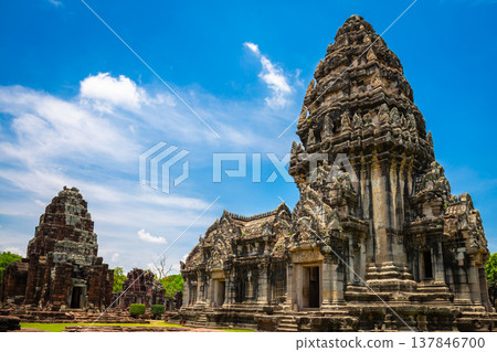 Phimai Stone Castle in the historical park is an ancient castle built before Angkor Wat of Cambodia, located in Nakhon Ratchasima Province, Thailand. Phimai Stone Castle in the historical park is an ancient castle built before Angkor Wat of Cambodia, located in Nakhon Ratchasima Province, Thailand. 137846700