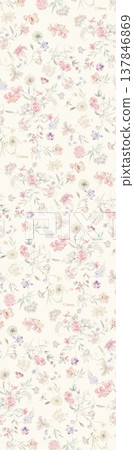 Collection of delicate watercolor floral and decorative seamless patterns with soft muted tones 137846869