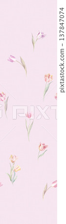 Collection of delicate watercolor floral seamless patterns with soft muted and pastel tones 137847074