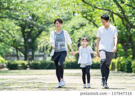 Family walking in the park Family walking in the park 137847316