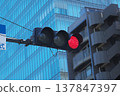 一盞亮起的紅燈。交通號誌的圖像，象徵停止、禁止、超車和規避風險。 137847397