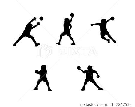 手球運動員剪影插圖 手球運動員剪影插圖 137847535