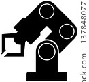Robot arm icon (factory, automation, industrial robot) 137848077