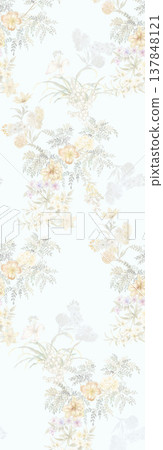Collection of delicate watercolor floral seamless patterns with soft pastel and muted tones Collection of delicate watercolor floral seamless patterns with soft pastel and muted tones 137848121