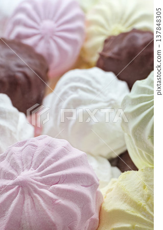 Group of multi-colored marshmallows 137848305