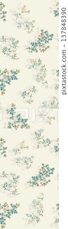 Collection of elegant floral and landscape seamless patterns with soft pastel and neutral tones 137848390