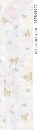 Collection of delicate vintage floral and butterfly seamless patterns with soft muted tones 137848403