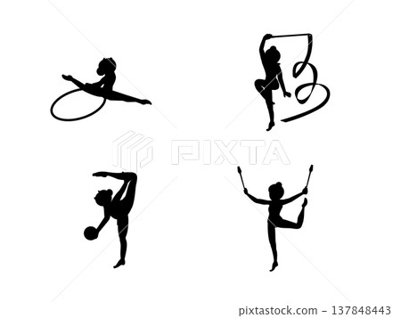 Rhythmic gymnastics silhouette illustration 137848443