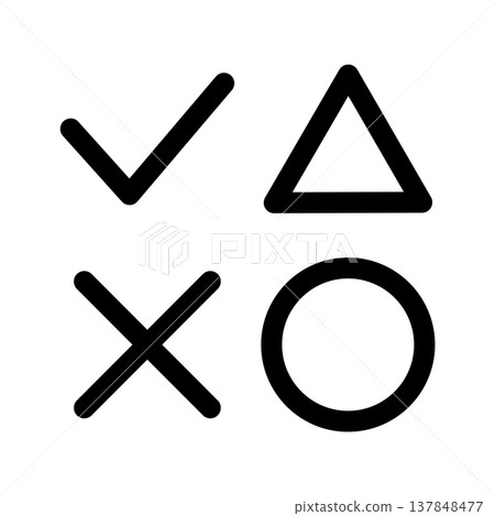 A set of symbols: checkmark and circle, cross, and triangle icons. 137848477
