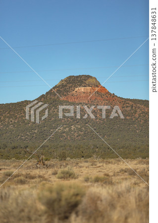 Iconic Red Butte Mountain in Coconino Plateau near Grand Canyon with copy space Iconic Red Butte Mountain in Coconino Plateau near Grand Canyon with copy space 137848631