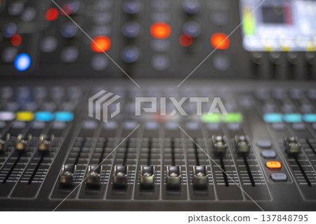 Professional Digital Mixing Console with Deep Bokeh and Copy Space 137848795