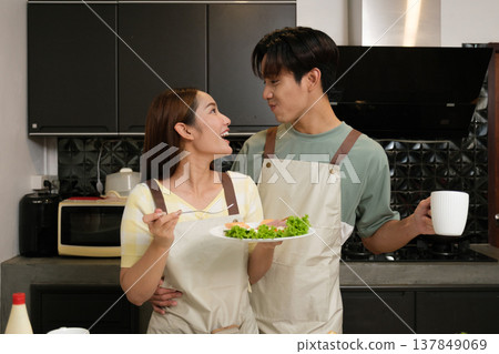 Asian couple at home 137849069