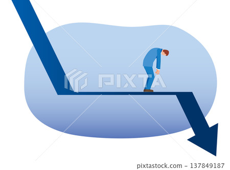 Downward arrow and man 137849187