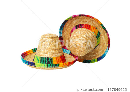 Two sombreros show the fun of Cinco de Mayo, isolated, PNG Two sombreros show the fun of Cinco de Mayo, isolated, PNG 137849623