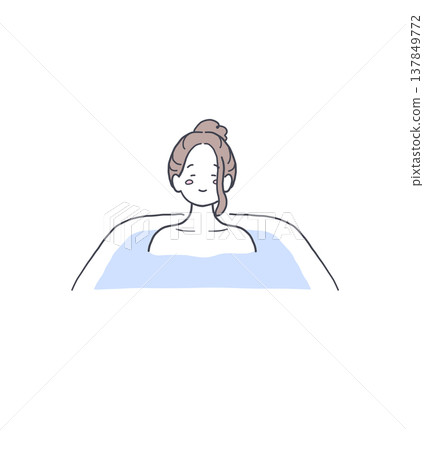 Illustration of a woman relaxing in a bathtub 137849772