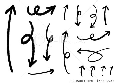 一組手繪的黑色箭頭 137849938