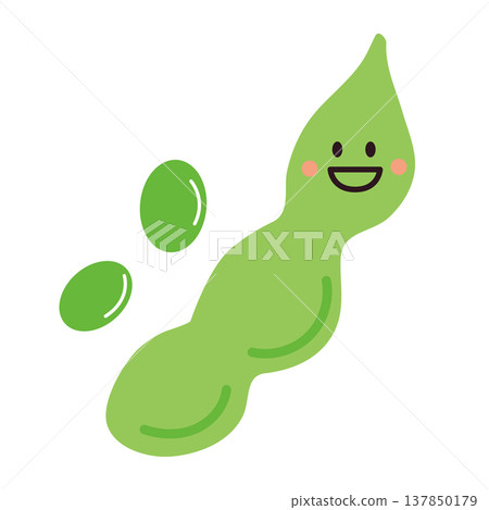 可愛的毛豆角色插圖 137850179