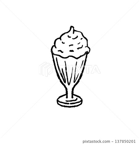 Ice cream glass, hand drawn sweet dessert sketch, ink doodle ice cream whipped cream art. Sundae cafe menu decor, frozen dairy treat print, milkshake gourmet dessert line drawing. Ice cream glass, hand drawn sweet dessert sketch, ink doodle ice cream whipped cream art. Sundae cafe menu decor, frozen dairy treat print, milkshake gourmet dessert line drawing. 137850201