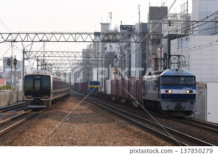 通過佐倉宿川站的下行長貨運列車 137850279