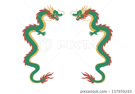 兩條中國式龍相對而立 137850283
