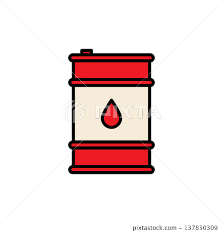 Red barrel oil drop icon 137850309