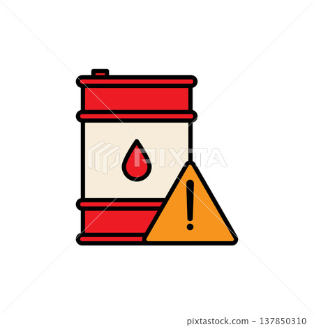 Oil drum with warning sign 137850310