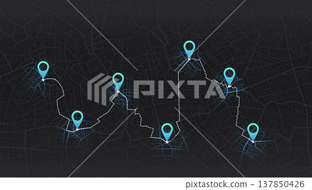 GPS navigator screen with street roads, location, destination points. City top view. Online. Vector, illustration isolated. Urban highway plan, destination. Abstract transportation background. GPS navigator screen with street roads, location, destination points. City top view. Online. Vector, illustration isolated. Urban highway plan, destination. Abstract transportation background. 137850426