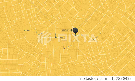 Detailed delivery plan to deliver your package. Application with track information flat style. Location tracker dashboard with data of arrive time on city map. Vector background Detailed delivery plan to deliver your package. Application with track information flat style. Location tracker dashboard with data of arrive time on city map. Vector background 137850452