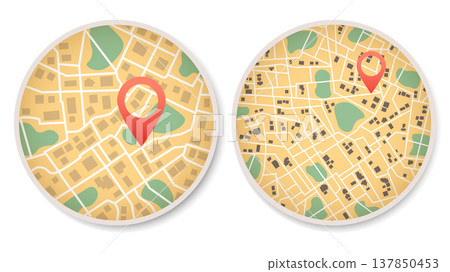 Set of maps abstract background with markers. Map with red point. Local street gps navigate. Vector illustration on white background Set of maps abstract background with markers. Map with red point. Local street gps navigate. Vector illustration on white background 137850453