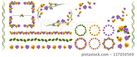 Pansy frame and decoration set 137850569