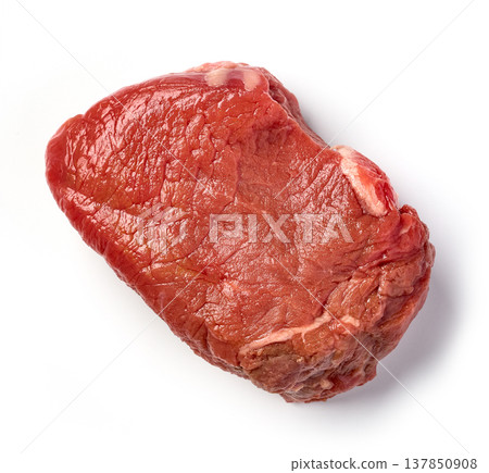 Fresh Raw Beef Steak Isolated on White Background. Top View Fresh Raw Beef Steak Isolated on White Background. Top View 137850908