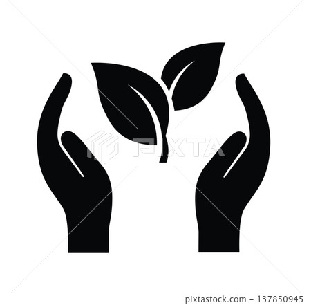 Hands Protecting Green Plants Growth and Sustainability Concept 137850945