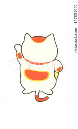 The melancholic back view of a beckoning cat 137851002