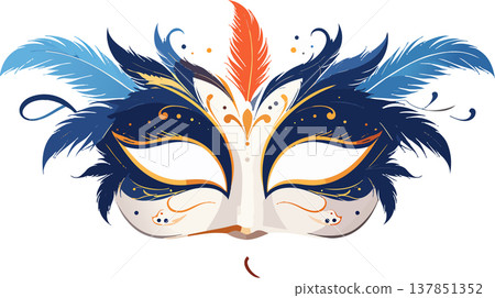 Venetian carnival mask with feathers, masquerade celebration Venetian carnival mask with feathers, masquerade celebration 137851352