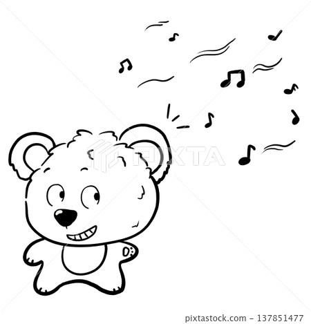 Little bear eavesdropping on music cartoon outline illustration Little bear eavesdropping on music cartoon outline illustration 137851477