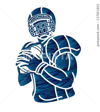 American Football Player Action Graphic Cartoon Sport Graphic Vector American Football Player Action Graphic Cartoon Sport Graphic Vector 137851601
