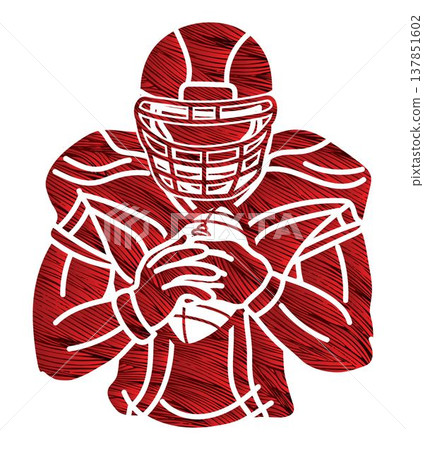 American Football Player Action Graphic Cartoon Sport Graphic Vector American Football Player Action Graphic Cartoon Sport Graphic Vector 137851602