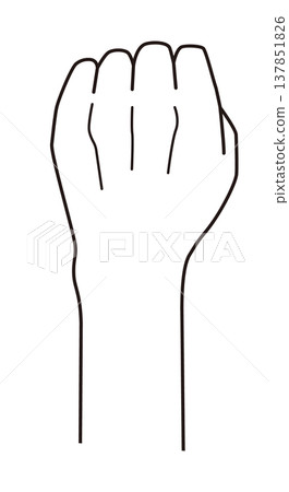 Front view clenched fist icon | Hand gesture, power, unity, simple line drawing, vector 137851826