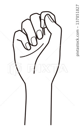 Illustration of a clenched fist | Fist, hand sign, gesture, simple line drawing, vector material 137851827