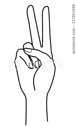 Illustration of a hand making a peace sign | V-sign, number 2, victory, monochrome flat vector 137852486