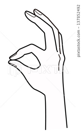 Hand illustration making a pinching motion | Pinching gesture, pinch action, hand sign, simple, line drawing, vector 137852492